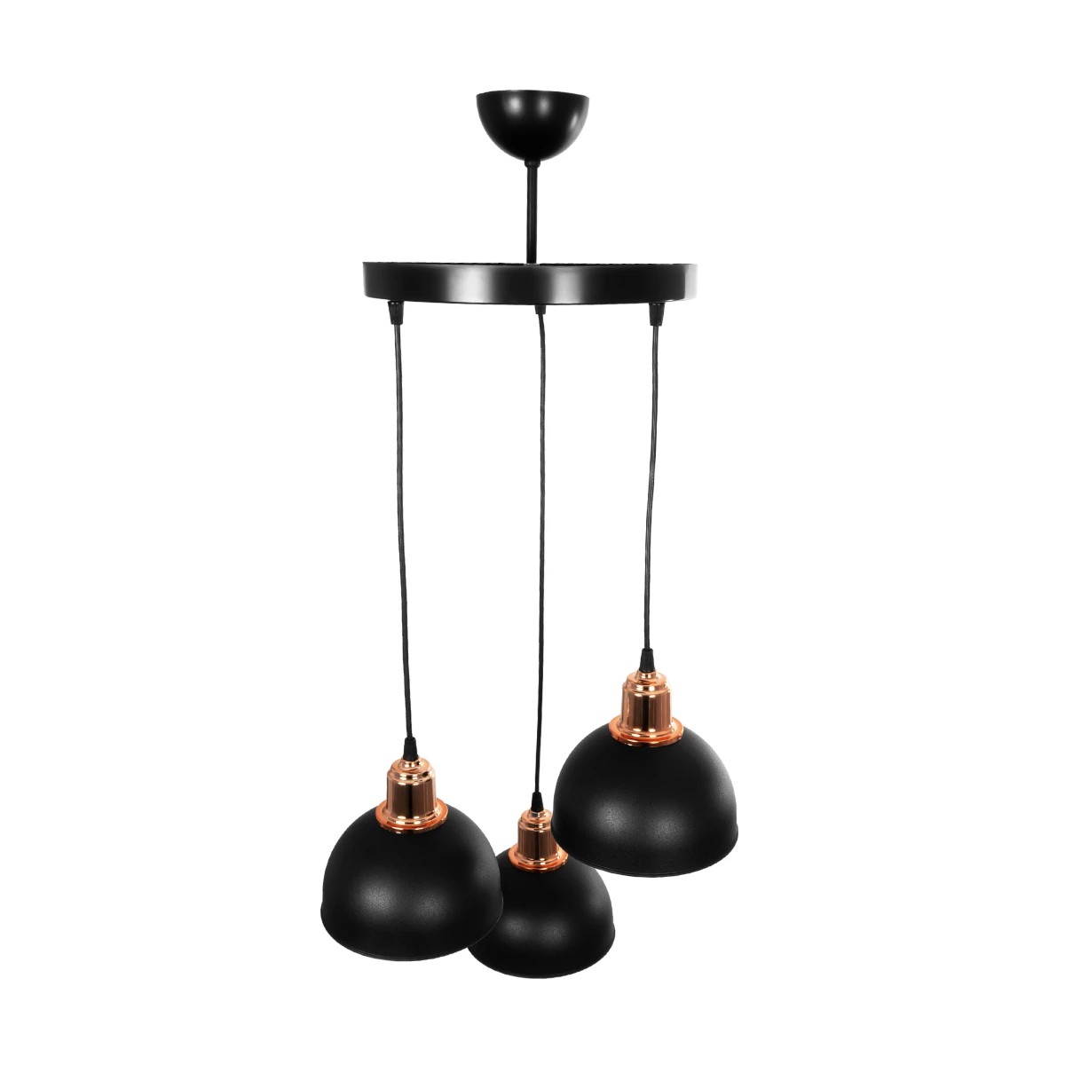 GLOBOSTAR® ΗUT 203-0146 Μοντέρνο Κρεμαστό Φωτιστικό Οροφής με Ντουί 3 x E27 AC 220-240V IP20 - Μάυρο & Χάλκινο - Μ40 x Π40 x Υ40cm - Image 6