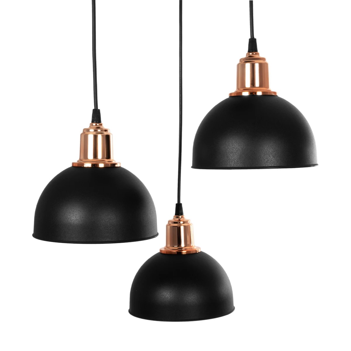 GLOBOSTAR® ΗUT 203-0146 Μοντέρνο Κρεμαστό Φωτιστικό Οροφής με Ντουί 3 x E27 AC 220-240V IP20 - Μάυρο & Χάλκινο - Μ40 x Π40 x Υ40cm - Image 7