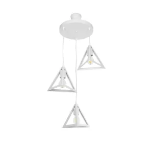 GLOBOSTAR® TRIANGLE 203-0164 Μοντέρνο Κρεμαστό Φωτιστικό Οροφής με Ντουί 3 x E27 AC 220-240V IP20 - Λευκό - Μ67 x Π67 x Υ50cm