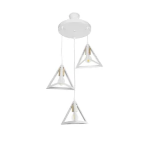 GLOBOSTAR® TRIANGLE 203-0166 Μοντέρνο Κρεμαστό Φωτιστικό Οροφής με Ντουί 3 x E27 AC 220-240V IP20 - Λευκό & Χρυσό - Μ67 x Π67 x Υ50cm