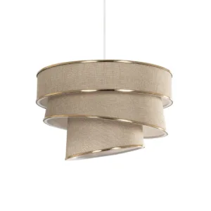 GLOBOSTAR® SIERA 203-0168 Μοντέρνο Κρεμαστό Φωτιστικό Οροφής με Ντουί 1 x E27 AC 220-240V IP20 - Μπεζ & Χρυσό - Μ38 x Π38 x Υ26cm