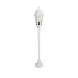 GloboStar® VITRO 203-0202 Vintage Επιδαπέδιο Φωτιστικό Κολωνάκι Κήπου  Μονόφωτο 1 x E27 IP44 Λευκό & Διάφανο Πλαστικό - Μ17 x Π17 x Υ100cm
