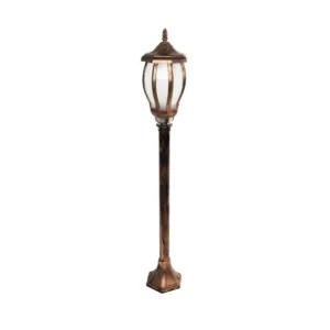 GloboStar® VERDI 203-0236 Vintage Επιδαπέδιο Φωτιστικό Κολωνάκι Κήπου Μονόφωτο 1 x E27 IP44 Χάλκινο & Διάφανο Πλαστικό - Μ17 x Π17 x Υ104cm