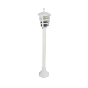 GloboStar® ZARDIN 203-0240 Vintage Επιδαπέδιο Φωτιστικό Κολωνάκι Κήπου Μονόφωτο 1 x E27 IP44 Λευκό & Διάφανο Πλαστικό - Μ17 x Π17 x Υ92cm