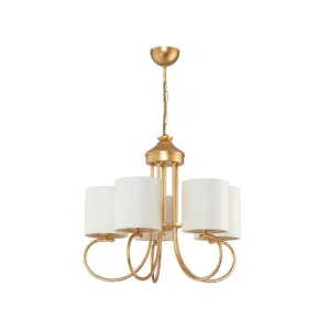 GLOBOSTAR® TRITON 203-0254 Vintage Κρεμαστό Φωτιστικό Οροφής με Ντουί 5 x E27 AC 220-240V IP20 - Χρυσό & Μπεζ - Μ50 x Π50 x Υ48cm