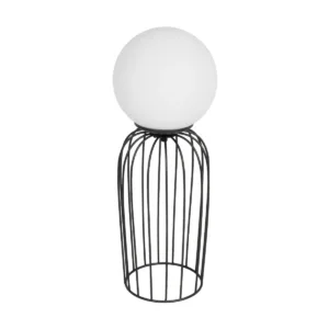 GLOBOSTAR® KAZAF 203-0295 Μοντέρνο Επιτραπέζιο Φωτιστικό Πορτατίφ με Ντουί 1 x E27 AC 220-240V IP20 - Μαύρο & Λευκό - Μ16 x Π16 x Υ40cm