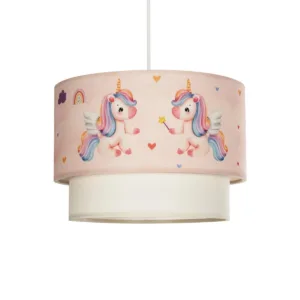 GLOBOSTAR® PONY 204-0016 Παιδικό Κρεμαστό Φωτιστικό Οροφής με Ντουί 1 x E27 AC 220-240V IP20 - Ροζ - Μ30 x Π30 x Υ24cm