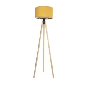 GLOBOSTAR® SAGA 204-0045 Μοντέρνο Επιδαπέδιο Φωτιστικό με Ντουί 1 x E27 AC 220-240V IP20 - Μπεζ & Κίτρινο - Μ38 x Π38 x Υ140cm