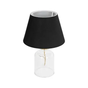 GLOBOSTAR® TRANS 204-0054 Μοντέρνο Επιτραπέζιο Φωτιστικό Πορτατίφ με Ντουί 1 x E27 AC 220-240V IP20 - Διάφανο & Μαύρο - Μ22 x Π22 x Υ34cm
