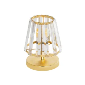 GLOBOSTAR® GLASSY 204-0064 Μοντέρνο Επιτραπέζιο Φωτιστικό Πορτατίφ με Ντουί 1 x E27 AC 220-240V IP20 - Χρυσό & Διάφανο - Μ18 x Π180 x Υ22cm