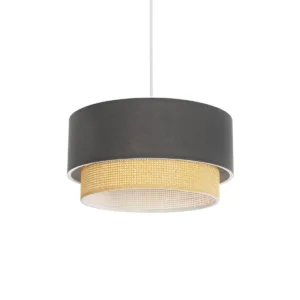 GLOBOSTAR® BIGGIE 204-0095 Μοντέρνο Κρεμαστό Φωτιστικό Οροφής με Ντουί 1 x E27 AC 220-240V IP20 - Γκρι & Μπεζ - Μ30 x Π30 x Υ17cm