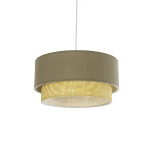 GLOBOSTAR® BIGGIE 204-0097 Μοντέρνο Κρεμαστό Φωτιστικό Οροφής με Ντουί 1 x E27 AC 220-240V IP20 - Λαδί & Μπεζ - Μ30 x Π30 x Υ17cm