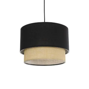 GLOBOSTAR® BIGGIE 204-0098 Μοντέρνο Κρεμαστό Φωτιστικό Οροφής με Ντουί 1 x E27 AC 220-240V IP20 - Μαύρο & Μπεζ - Μ30 x Π30 x Υ23,5cm