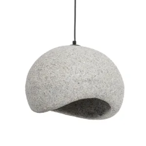 GLOBOSTAR® STONE 204-0123 Μοντέρνο Κρεμαστό Φωτιστικό Οροφής με Ντουί 1 x E27 AC 220-240V IP20 - Γκρι Μπέζ - Μ35 x Π31 x Υ26cm
