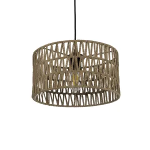 GLOBOSTAR® DARIO 204-0166 Boho Κρεμαστό Φωτιστικό Οροφής με Ντουί 1 x E27 AC 220-240V IP20 - Μπεζ - Μ30 x Π30 x Υ18cm