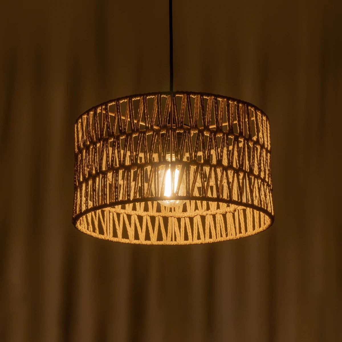 GLOBOSTAR® DARIO 204-0166 Boho Κρεμαστό Φωτιστικό Οροφής με Ντουί 1 x E27 AC 220-240V IP20 - Μπεζ - Μ30 x Π30 x Υ18cm - Image 3