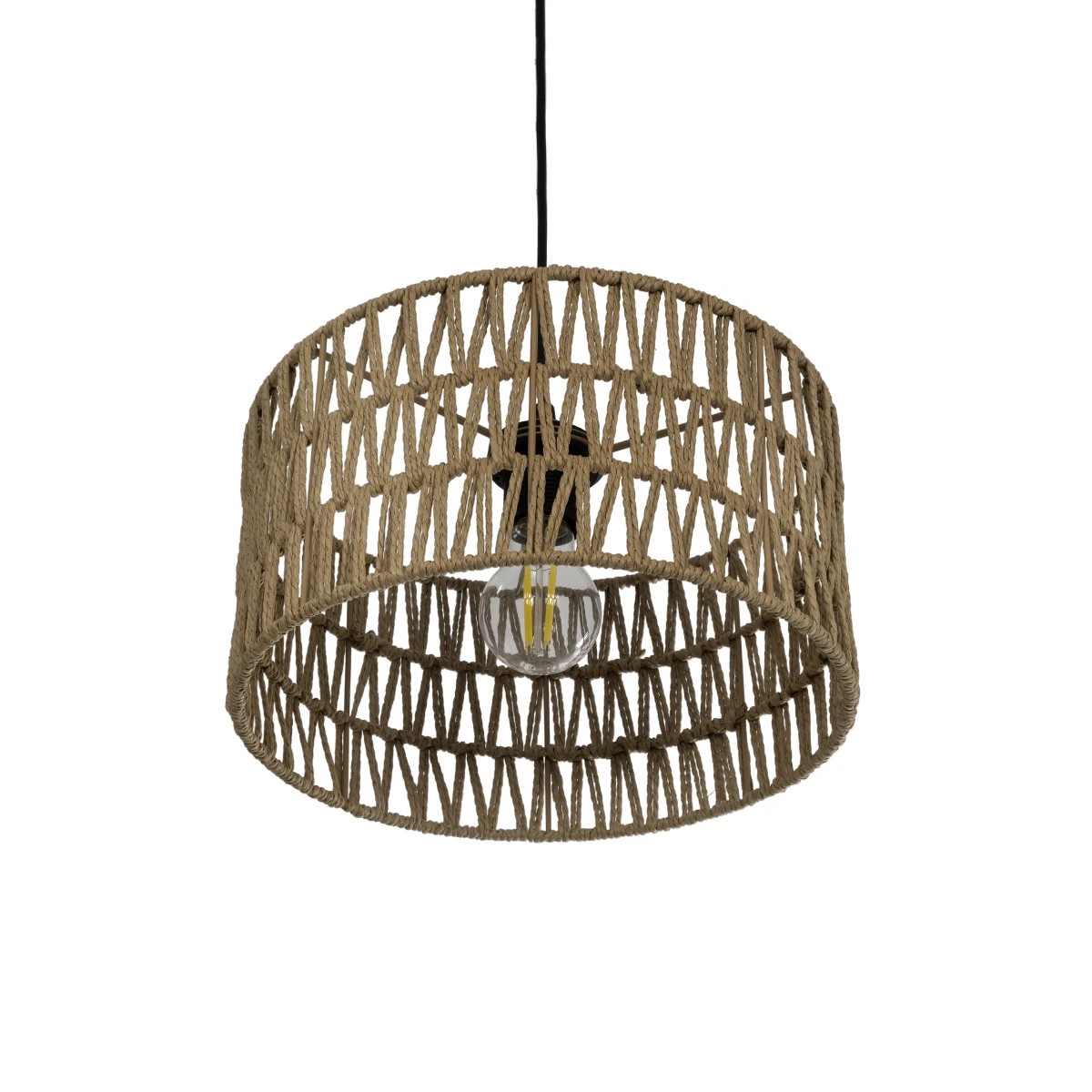 GLOBOSTAR® DARIO 204-0166 Boho Κρεμαστό Φωτιστικό Οροφής με Ντουί 1 x E27 AC 220-240V IP20 - Μπεζ - Μ30 x Π30 x Υ18cm - Image 6