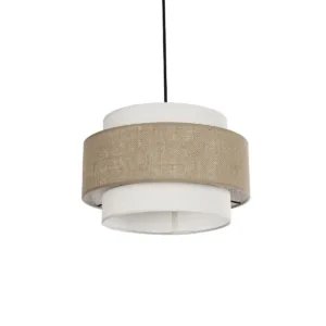 GLOBOSTAR® SOHO 204-0172 Μοντέρνο Κρεμαστό Φωτιστικό Οροφής με Ντουί 1 x E27 AC 220-240V IP20 - Καφέ & Μπεζ - Μ30 x Π30 x Υ20cm