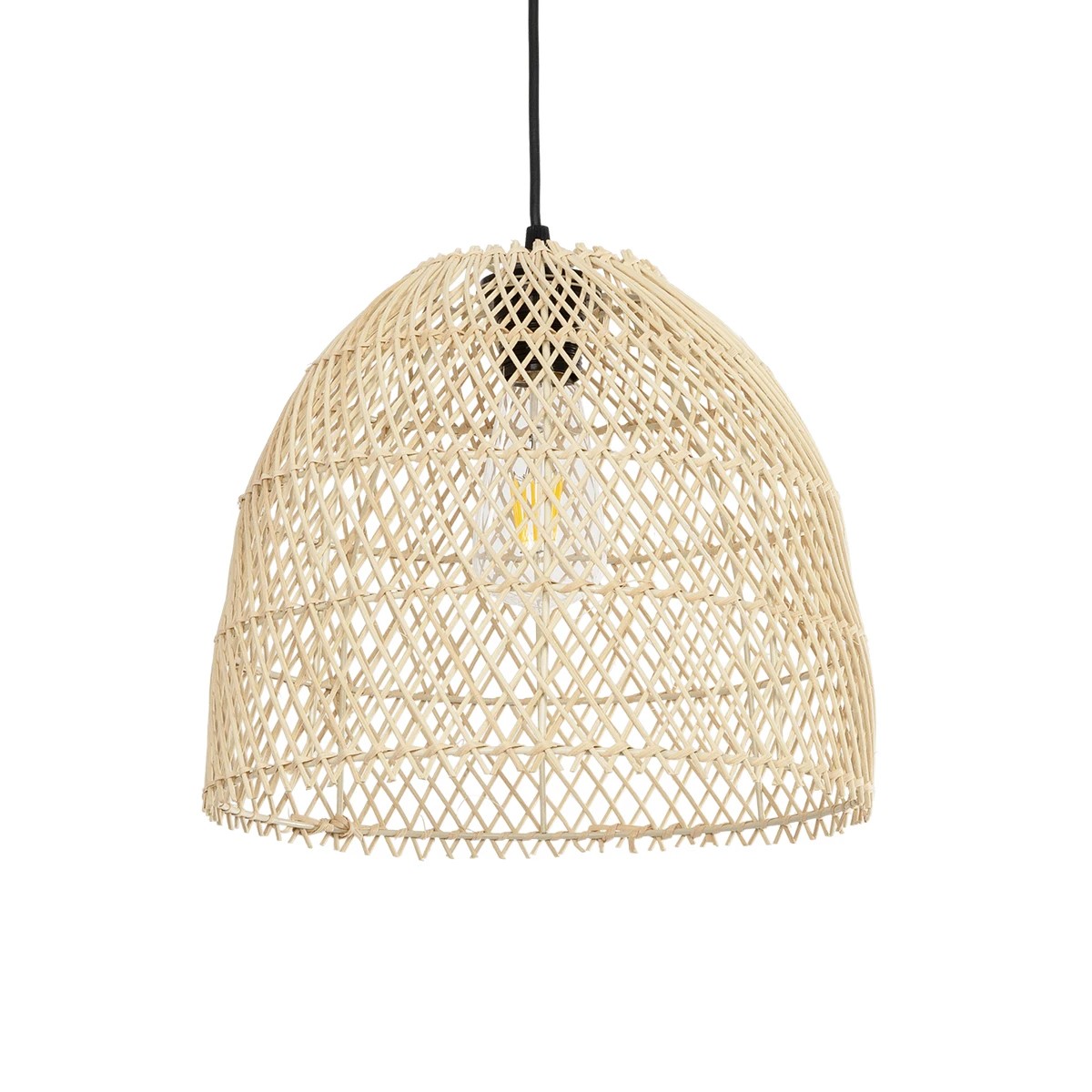 GLOBOSTAR® CESTINO 204-0178 Boho Κρεμαστό Φωτιστικό Οροφής Μονόφωτο 1 x E27 AC 220-240V IP20 Μπεζ - Μ30 x Π30 x Υ25cm