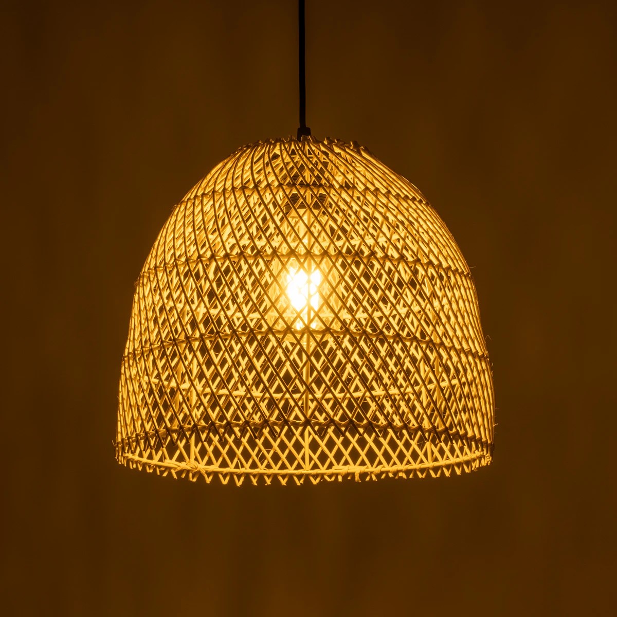 GLOBOSTAR® CESTINO 204-0178 Boho Κρεμαστό Φωτιστικό Οροφής Μονόφωτο 1 x E27 AC 220-240V IP20 Μπεζ - Μ30 x Π30 x Υ25cm - Image 2