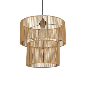 GLOBOSTAR® ROXXI 205-0019 Boho Κρεμαστό Φωτιστικό Οροφής με Ντουί 1 x E27 AC 220-240V IP20 - Μπεζ - M35 x Π35 x Υ37cm