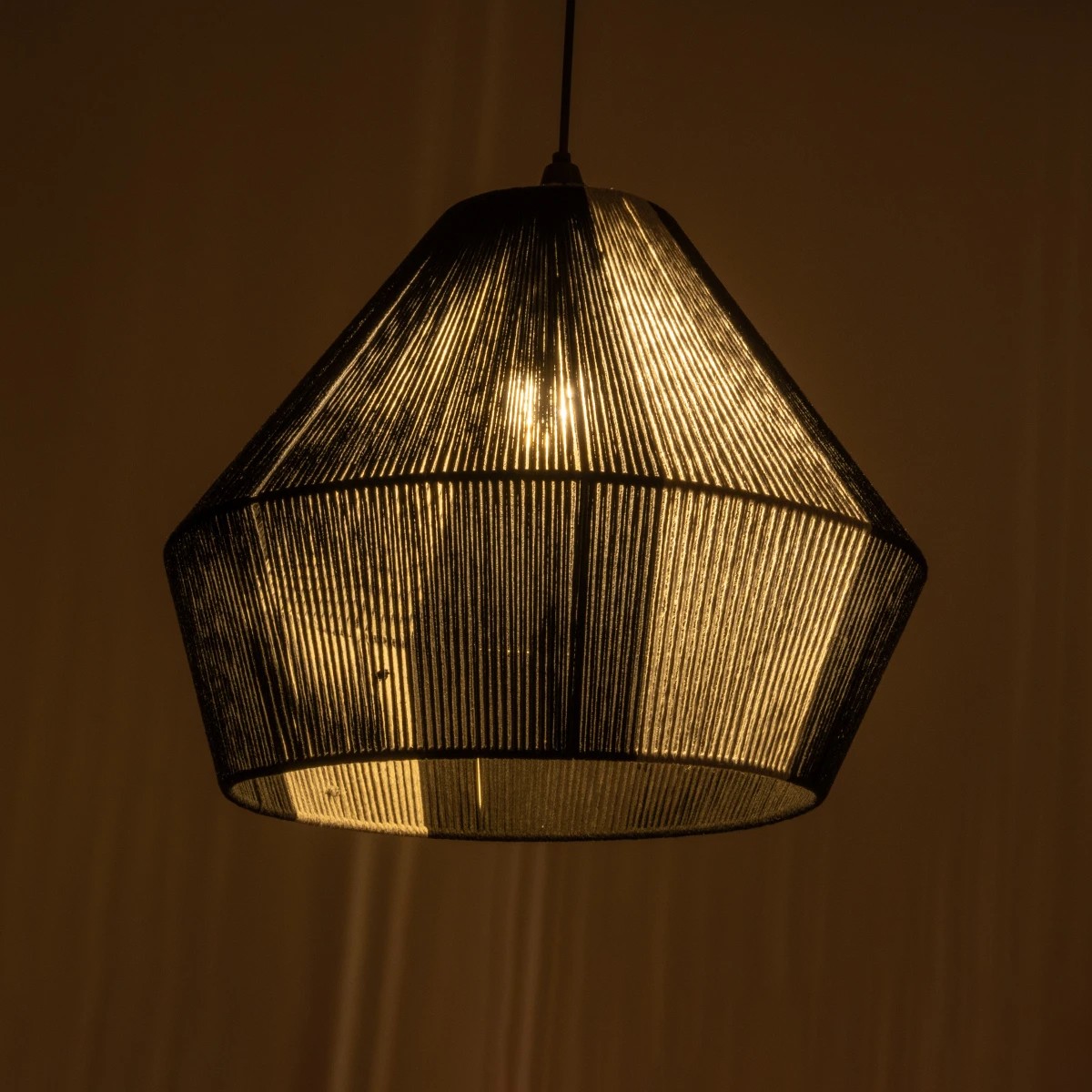 GLOBOSTAR® ANGULUS 205-0021 Boho Κρεμαστό Φωτιστικό Οροφής με Ντουί 1 x E27 AC 220-240V IP20 - Μαύρο & Γκρι - M40 x Π40 x Υ35cm - Image 3