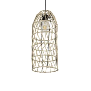 GLOBOSTAR® NETI 205-0024 Boho Κρεμαστό Φωτιστικό Οροφής με Ντουί 1 x E27 AC 220-240V IP20 - Μπεζ - M20 x Π20 x Υ49cm