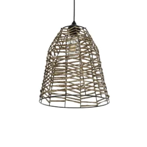 GLOBOSTAR® NETZ 205-0026 Boho Κρεμαστό Φωτιστικό Οροφής με Ντουί 1 x E27 AC 220-240V IP20 - Μπεζ - M30 x Π30 x Υ38cm
