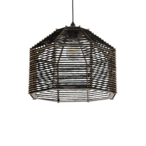 GLOBOSTAR® VORK 205-0027 Boho Κρεμαστό Φωτιστικό Οροφής με Ντουί 1 x E27 AC 220-240V IP20 - Μαύρο - M40 x Π40 x Υ36cm