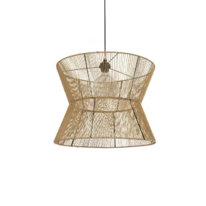 GLOBOSTAR® UPCONE 205-0056 Boho Κρεμαστό Φωτιστικό Οροφής με Ντουί 1 x E27 AC 220-240V IP20 - Μπεζ - M50 x Π50 x Υ43cm