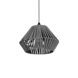 GLOBOSTAR® NUI 205-0065 Boho Κρεμαστό Φωτιστικό Οροφής με Ντουί 1 x E27 AC 220-240V IP20 - Γκρι - M36 x Π36 x Υ27cm