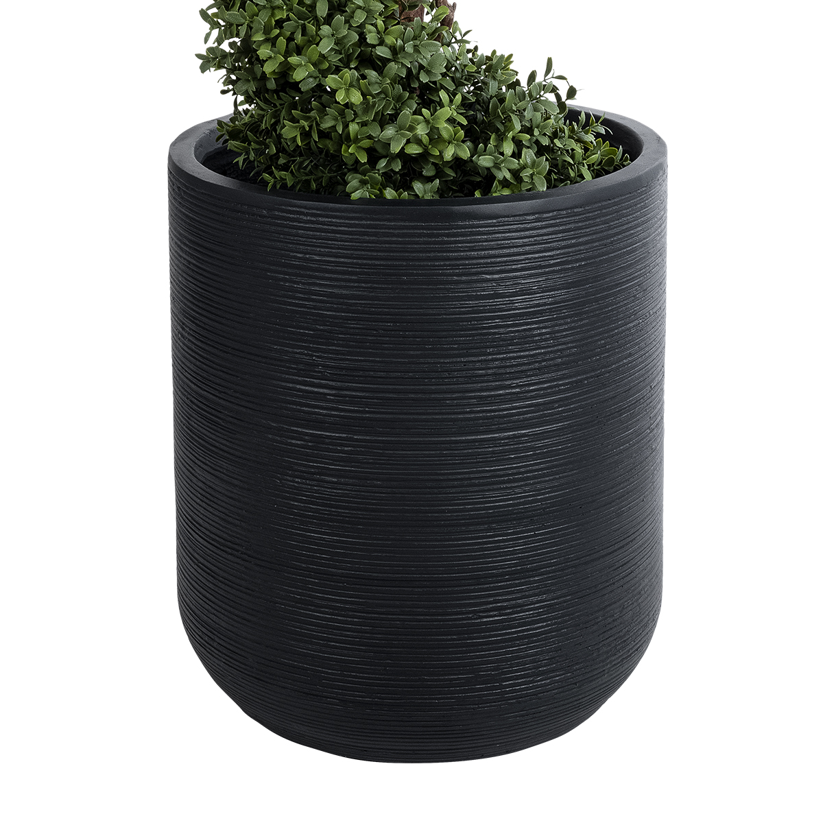 GloboStar® Artificial Garden DAMASCUS 20694 Διακοσμητικό Πολυεστερικό Τσιμεντένιο Κασπώ Γλάστρα - Flower Pot Μαύρο Φ45 x Υ45cm - Image 3