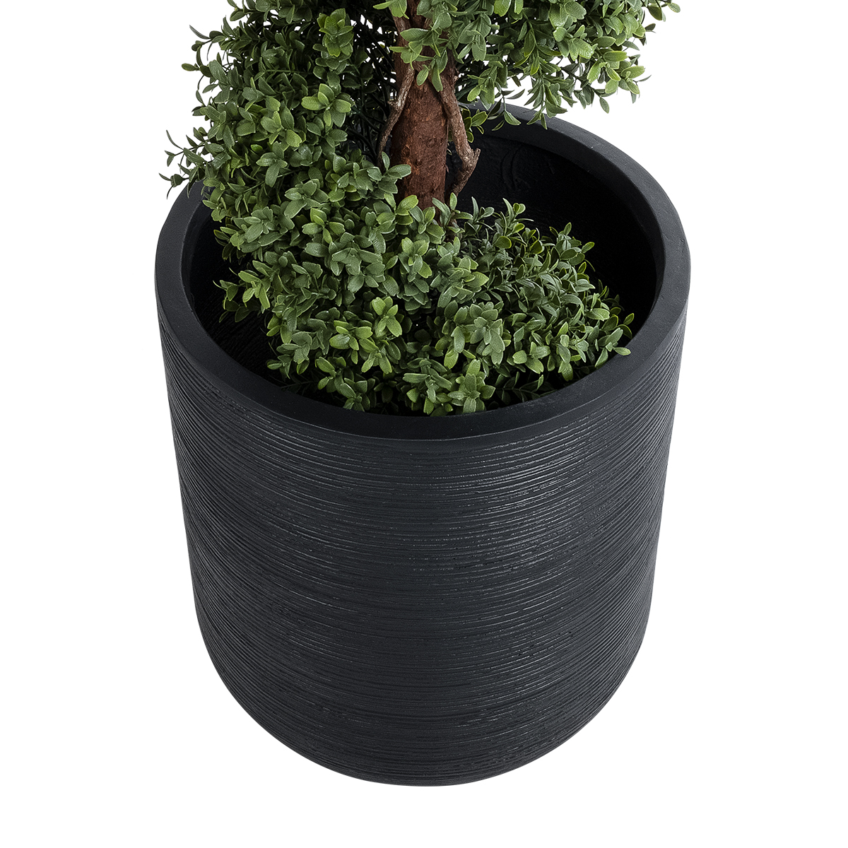 GloboStar® Artificial Garden DAMASCUS 20694 Διακοσμητικό Πολυεστερικό Τσιμεντένιο Κασπώ Γλάστρα - Flower Pot Μαύρο Φ45 x Υ45cm - Image 4