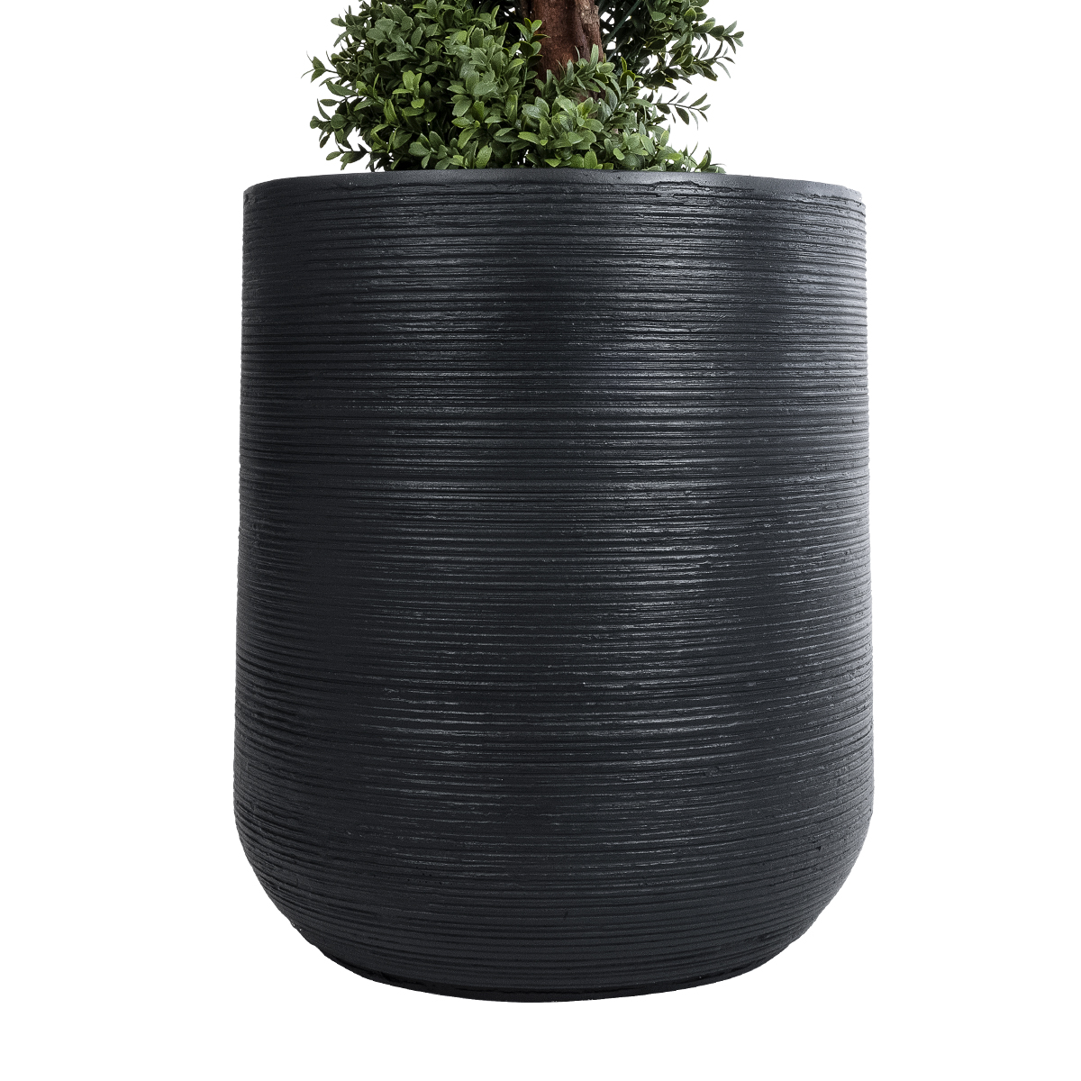 GloboStar® Artificial Garden DAMASCUS 20694 Διακοσμητικό Πολυεστερικό Τσιμεντένιο Κασπώ Γλάστρα - Flower Pot Μαύρο Φ45 x Υ45cm - Image 5