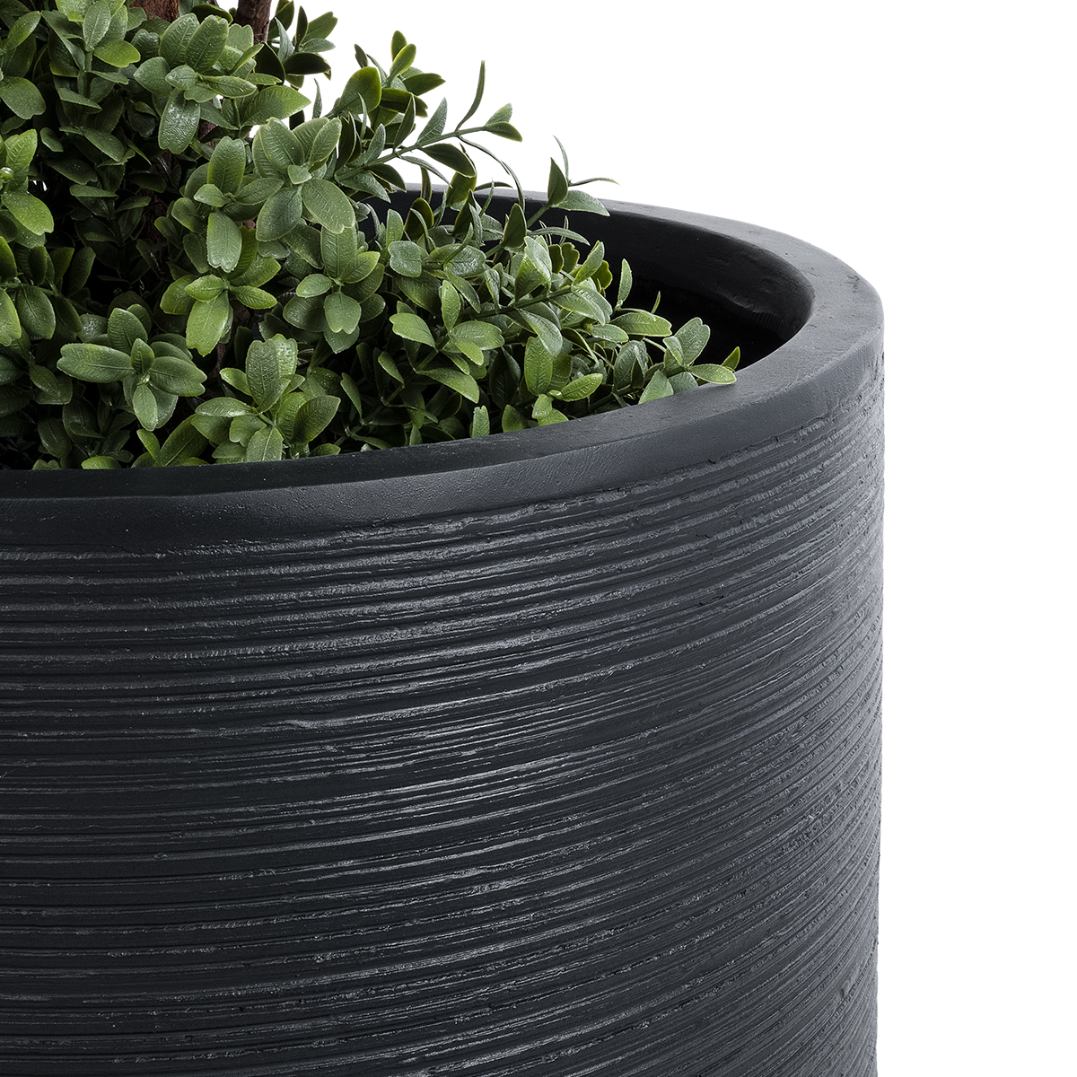 GloboStar® Artificial Garden DAMASCUS 20694 Διακοσμητικό Πολυεστερικό Τσιμεντένιο Κασπώ Γλάστρα - Flower Pot Μαύρο Φ45 x Υ45cm - Image 7