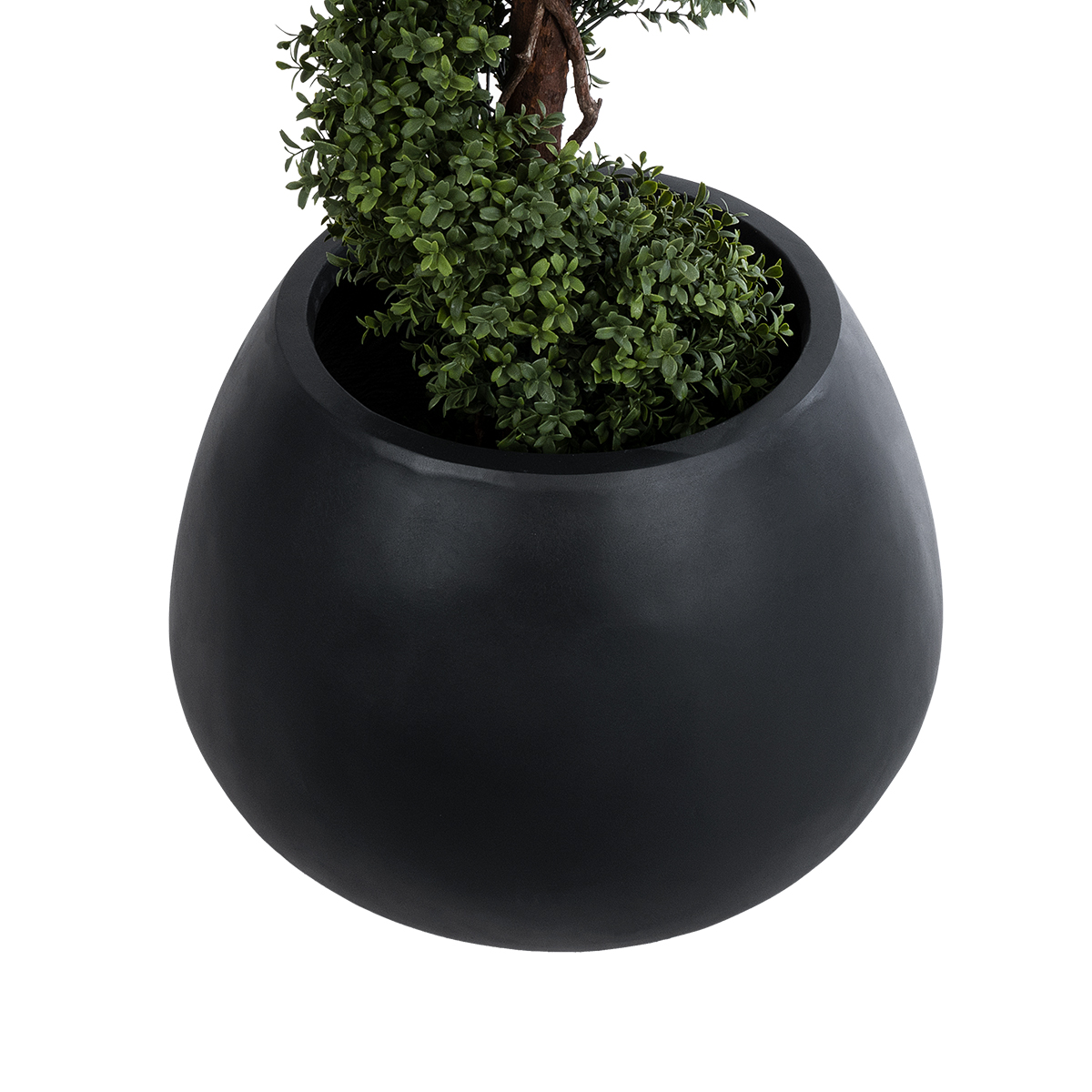 GloboStar® Artificial Garden COLOMBO 20695 Διακοσμητικό Πολυεστερικό Τσιμεντένιο Κασπώ Γλάστρα - Flower Pot Μαύρο Φ60 x Υ45cm - Image 4