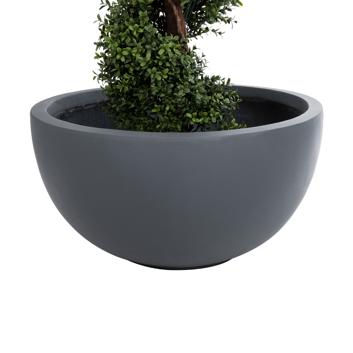 GloboStar® Artificial Garden BALTIMORE 20697 Διακοσμητικό Πολυεστερικό Τσιμεντένιο Κασπώ Γλάστρα - Flower Pot Γκρι Φ61 x Υ30cm - Image 3
