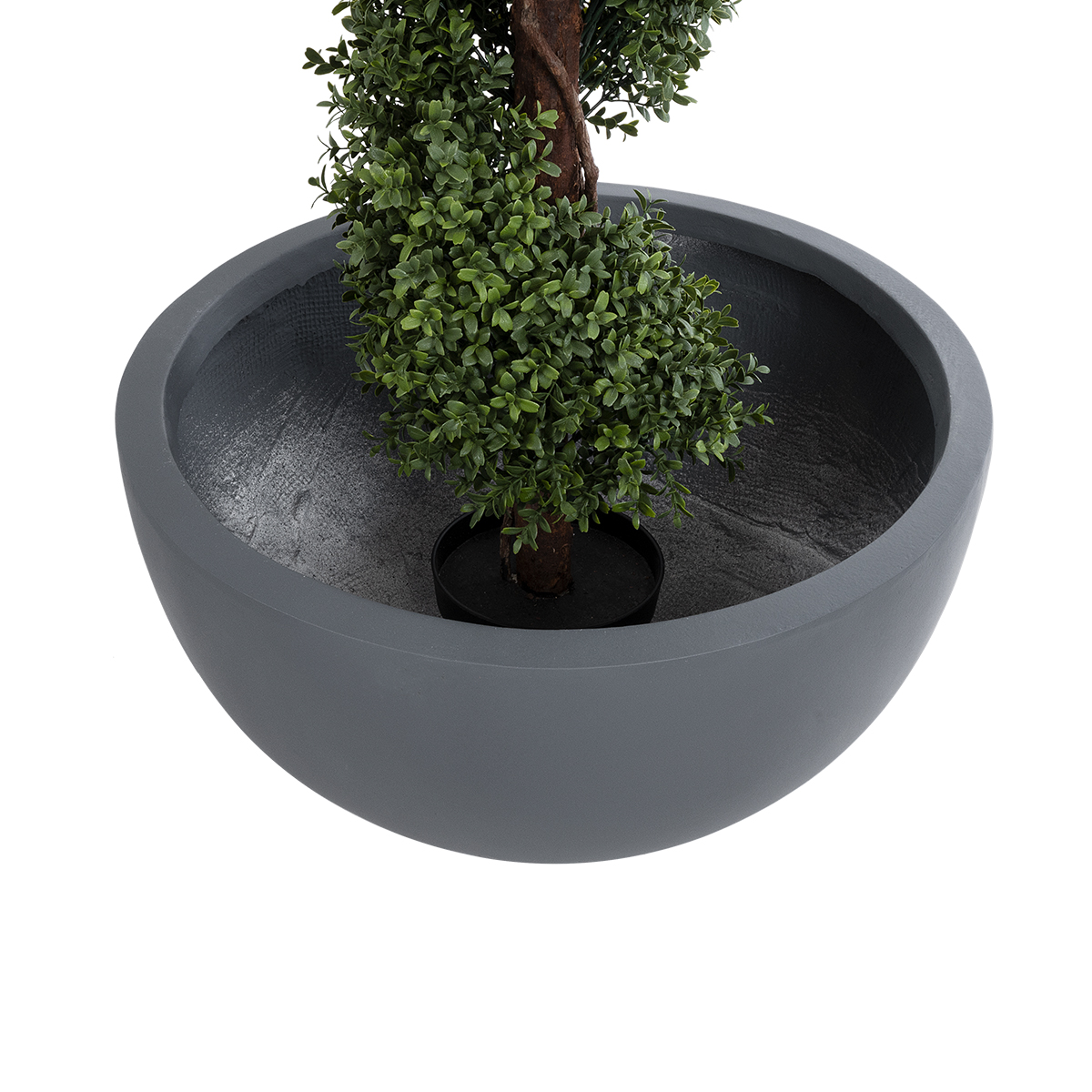 GloboStar® Artificial Garden BALTIMORE 20697 Διακοσμητικό Πολυεστερικό Τσιμεντένιο Κασπώ Γλάστρα - Flower Pot Γκρι Φ61 x Υ30cm - Image 4