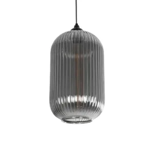 GLOBOSTAR® MELONI 206-0018 Μοντέρνο Κρεμαστό Φωτιστικό Οροφής με Ντουί 1 x E27 AC 220-240V IP20 - Μαύρο Φιμέ - Μ20 x Π20 x Υ38cm