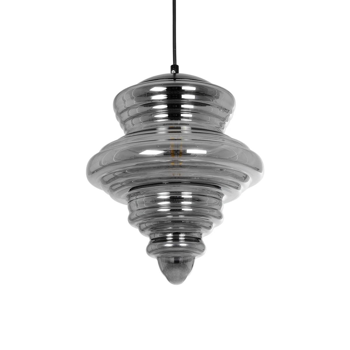 GLOBOSTAR® CORTE 206-0028 Μοντέρνο Κρεμαστό Φωτιστικό Οροφής με Ντουί 1 x E27 AC 220-240V IP20 - Μαύρο Φιμέ - Μ25 x Π25 x Υ30cm