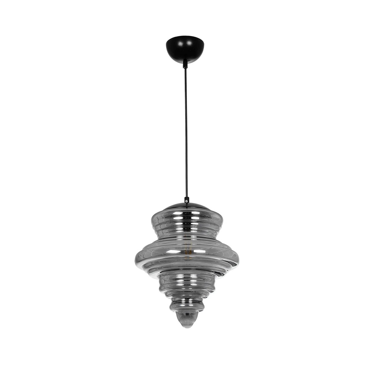 GLOBOSTAR® CORTE 206-0028 Μοντέρνο Κρεμαστό Φωτιστικό Οροφής με Ντουί 1 x E27 AC 220-240V IP20 - Μαύρο Φιμέ - Μ25 x Π25 x Υ30cm - Image 4