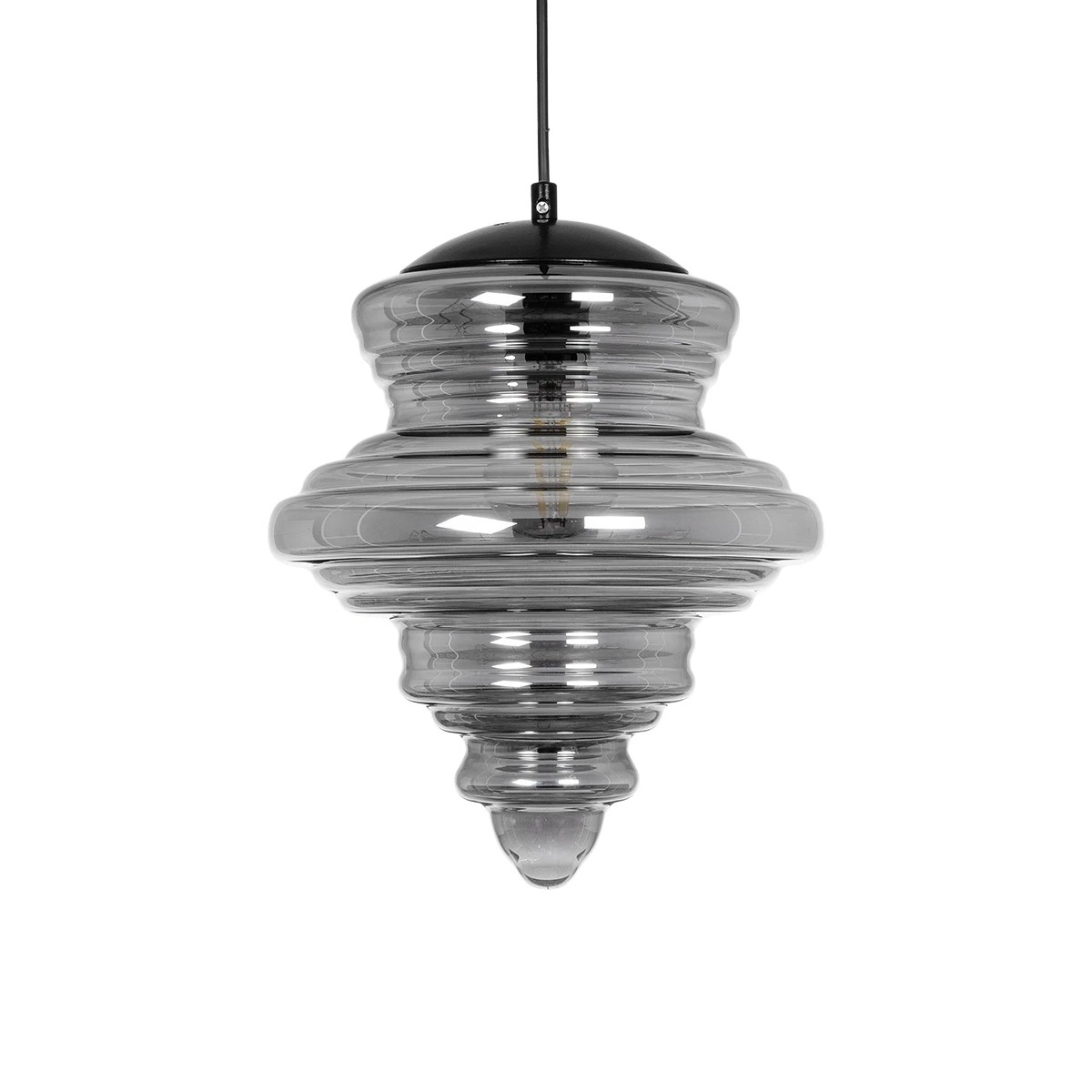 GLOBOSTAR® CORTE 206-0028 Μοντέρνο Κρεμαστό Φωτιστικό Οροφής με Ντουί 1 x E27 AC 220-240V IP20 - Μαύρο Φιμέ - Μ25 x Π25 x Υ30cm - Image 5