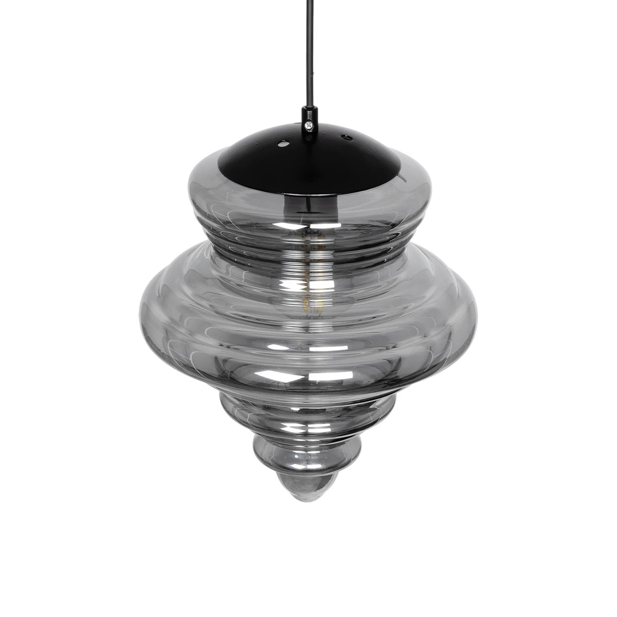 GLOBOSTAR® CORTE 206-0028 Μοντέρνο Κρεμαστό Φωτιστικό Οροφής με Ντουί 1 x E27 AC 220-240V IP20 - Μαύρο Φιμέ - Μ25 x Π25 x Υ30cm - Image 7
