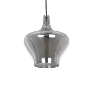 GLOBOSTAR® OVOCE 206-0032 Μοντέρνο Κρεμαστό Φωτιστικό Οροφής με Ντουί 1 x E27 AC 220-240V IP20 - Μαύρο Φιμέ - Μ20 x Π20 x Υ22cm