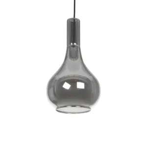 GLOBOSTAR® ΤΟΝΕ 206-0034 Μοντέρνο Κρεμαστό Φωτιστικό Οροφής με Ντουί 1 x E27 AC 220-240V IP20 - Μαύρο Φιμέ - Μ20 x Π20 x Υ36cm
