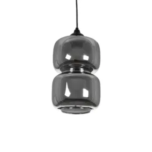 GLOBOSTAR® PIAGE 206-0036 Μοντέρνο Κρεμαστό Φωτιστικό Οροφής με Ντουί 1 x E27 AC 220-240V IP20 - Μαύρο Φιμέ - Μ18 x Π18 x Υ31cm