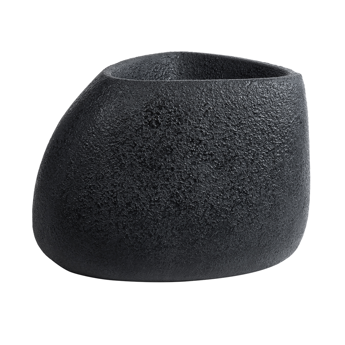 GloboStar® Artificial Garden CHLOE 20708 Επιδαπέδιο Πολυεστερικό Τσιμεντένιο Κασπώ Γλάστρα - Flower Pot Μαύρο Μ60 x Π55 x Υ43cm - Image 2