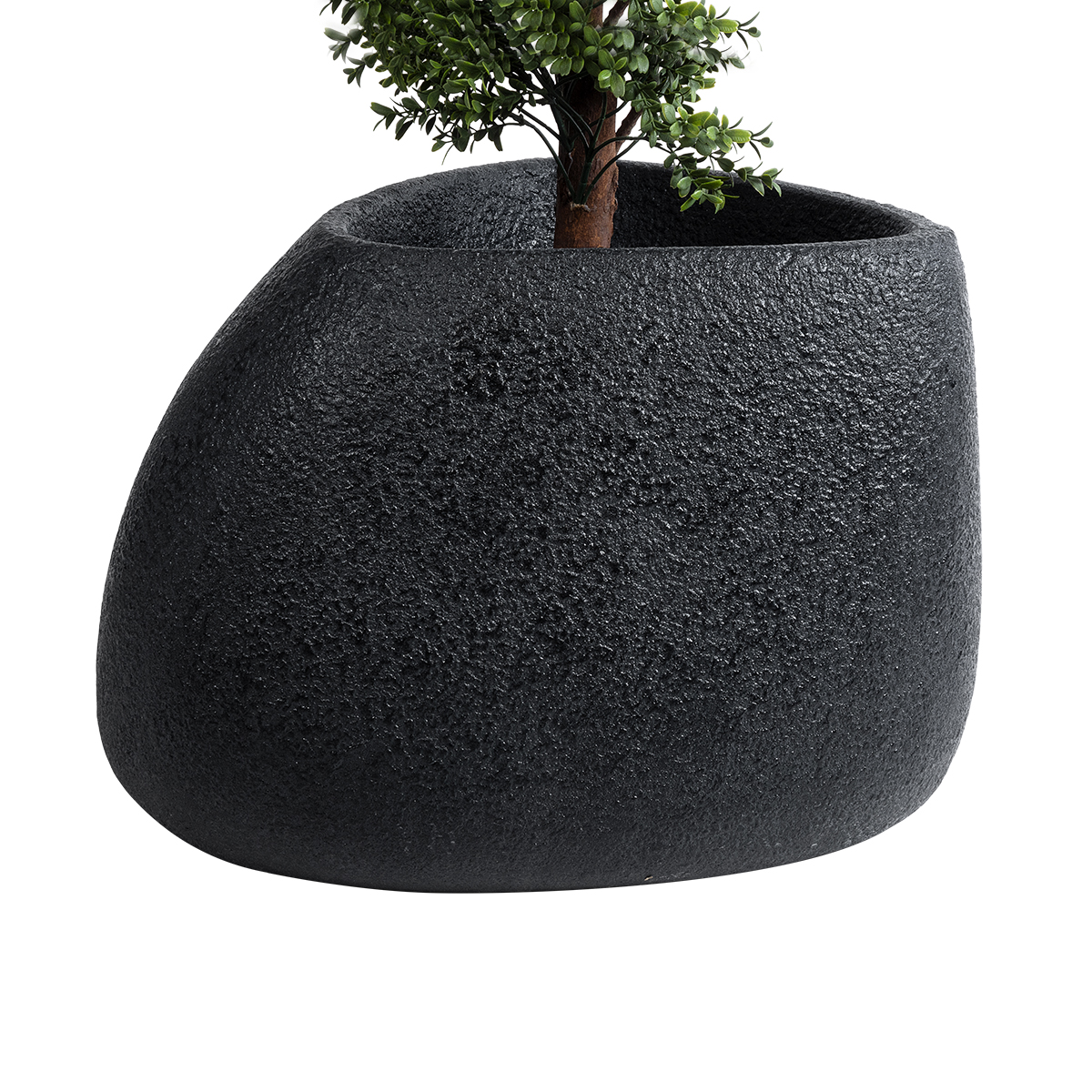 GloboStar® Artificial Garden CHLOE 20708 Επιδαπέδιο Πολυεστερικό Τσιμεντένιο Κασπώ Γλάστρα - Flower Pot Μαύρο Μ60 x Π55 x Υ43cm - Image 3