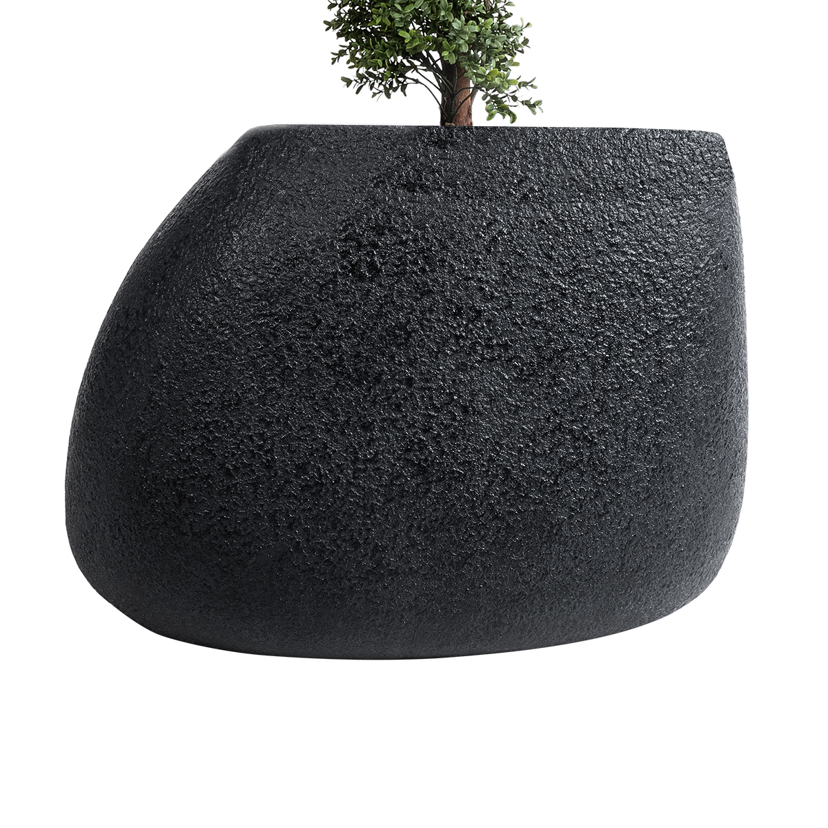 GloboStar® Artificial Garden CHLOE 20708 Επιδαπέδιο Πολυεστερικό Τσιμεντένιο Κασπώ Γλάστρα - Flower Pot Μαύρο Μ60 x Π55 x Υ43cm - Image 5