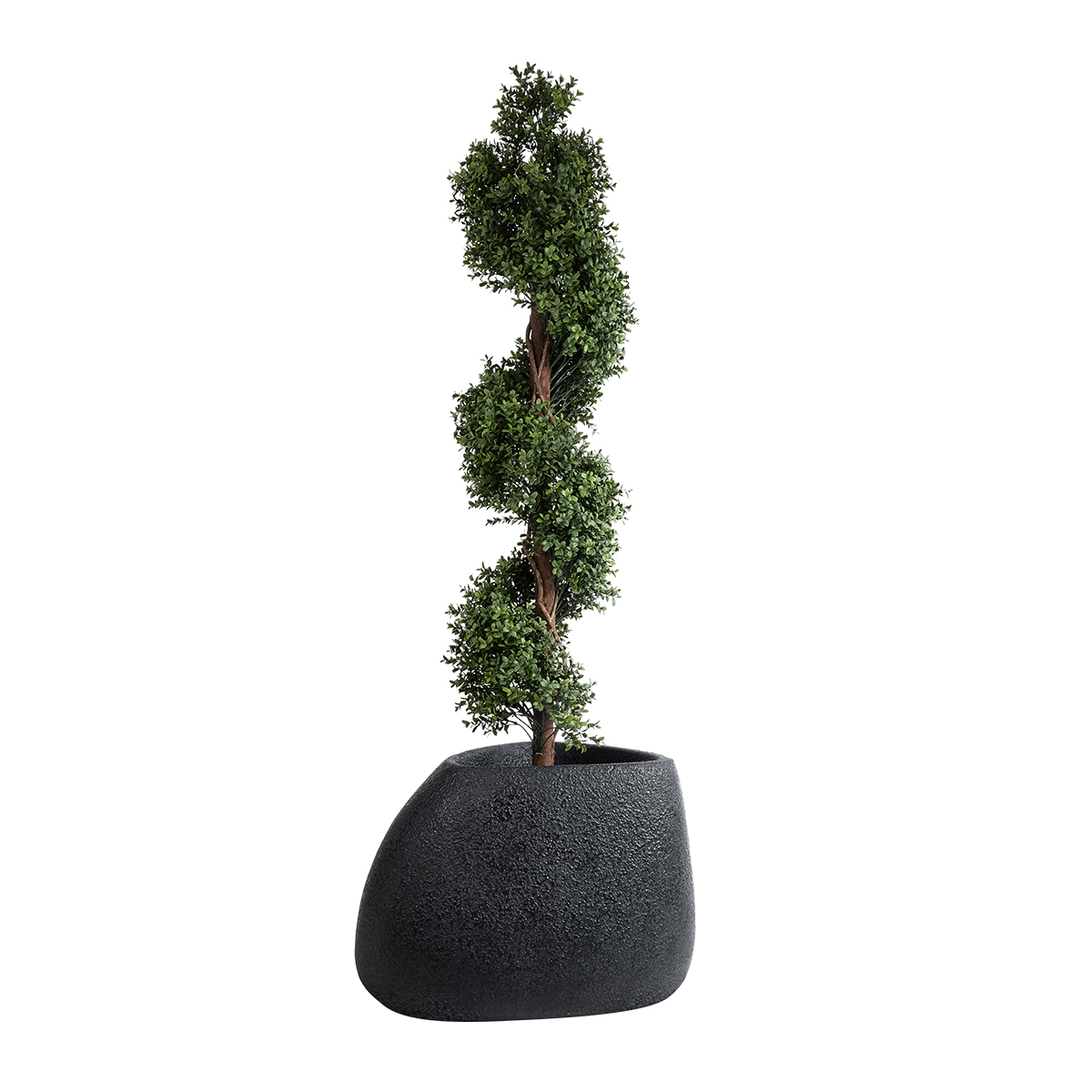 GloboStar® Artificial Garden CHLOE 20708 Επιδαπέδιο Πολυεστερικό Τσιμεντένιο Κασπώ Γλάστρα - Flower Pot Μαύρο Μ60 x Π55 x Υ43cm - Image 6